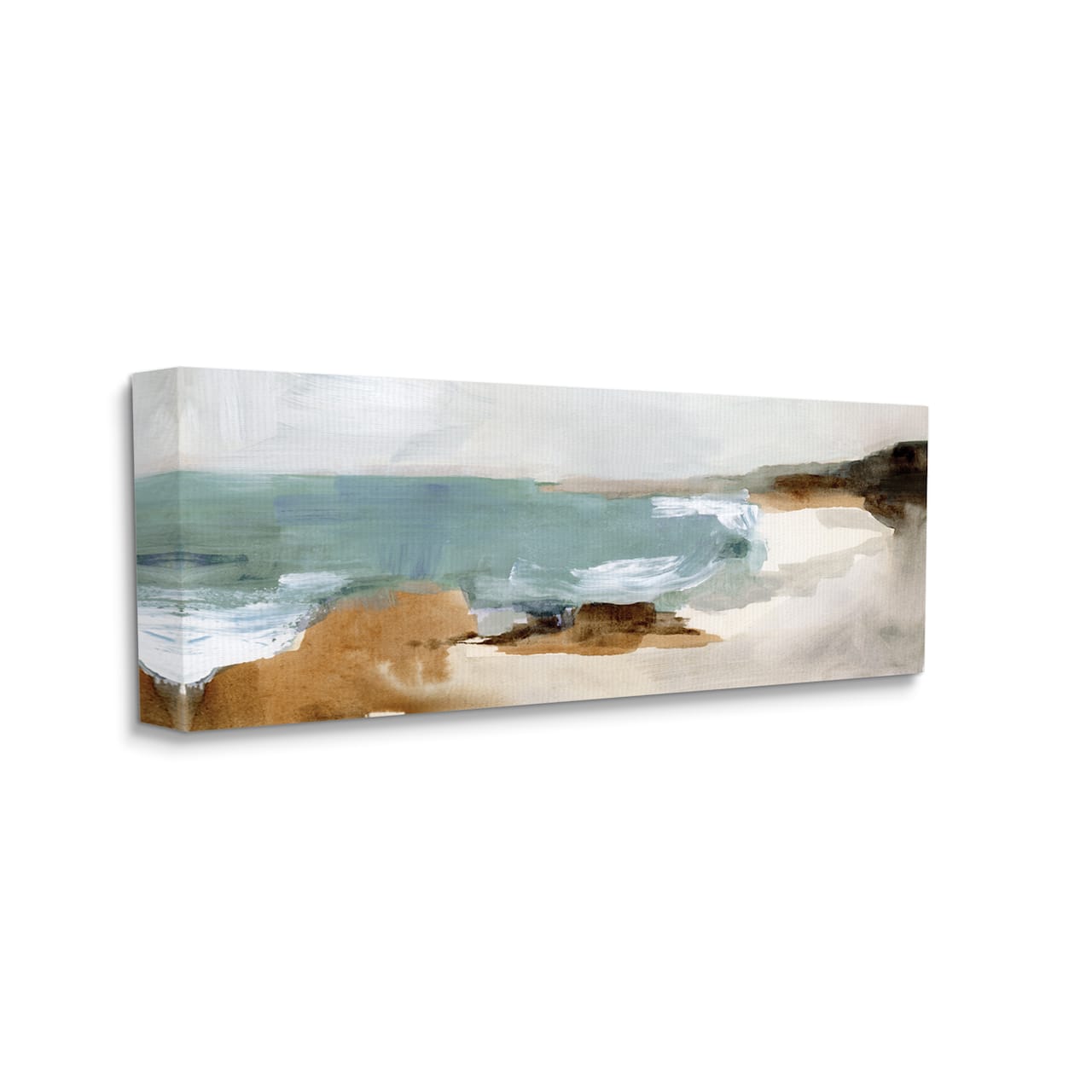 Stupell Industries Cloudy Grey Beach Landscape Abstraction Crashing Waves Canvas Wall Art